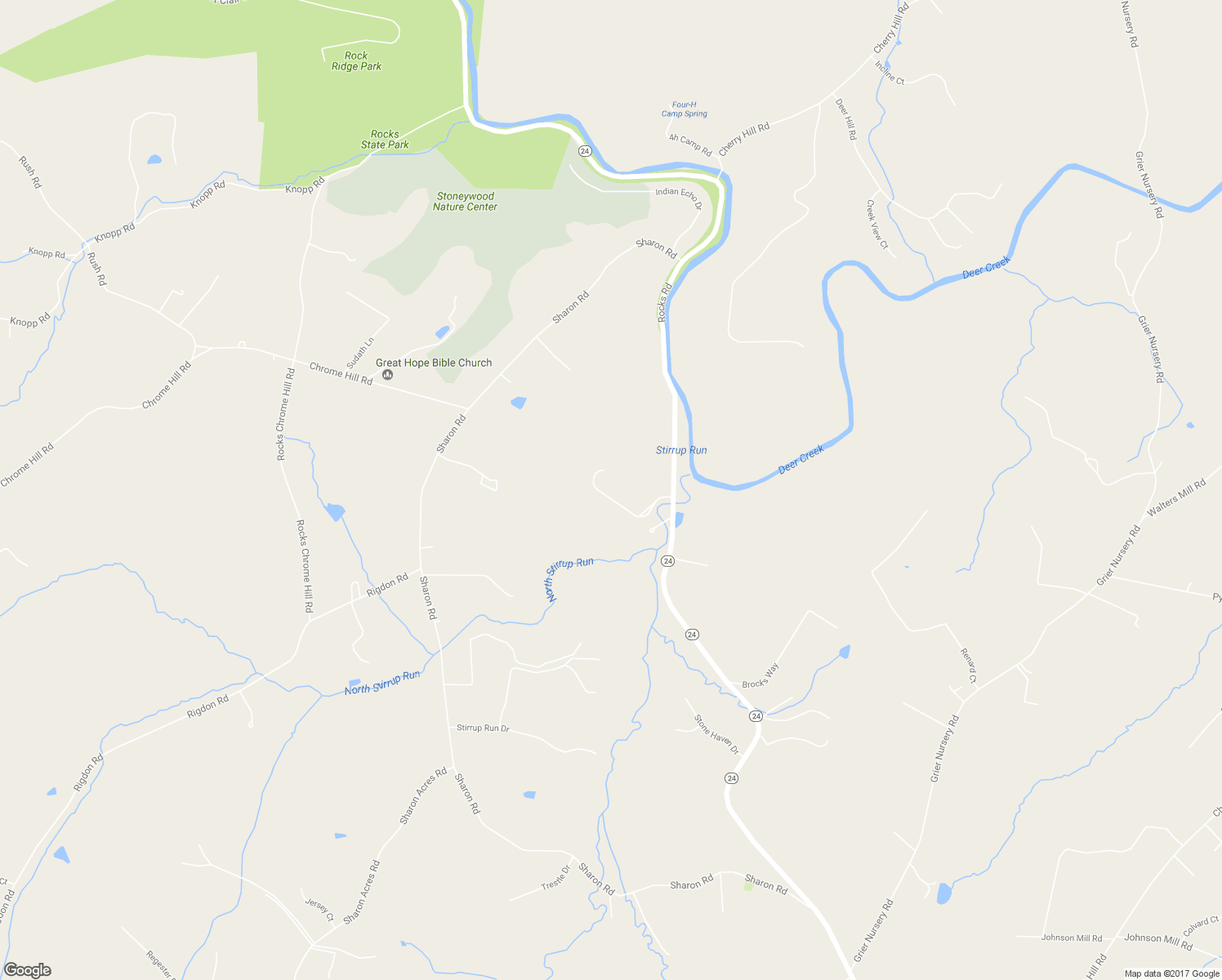 map of restaurants, bars, coffee shops, grocery stores, and more near 3042 Rocks Road in Jarrettsville