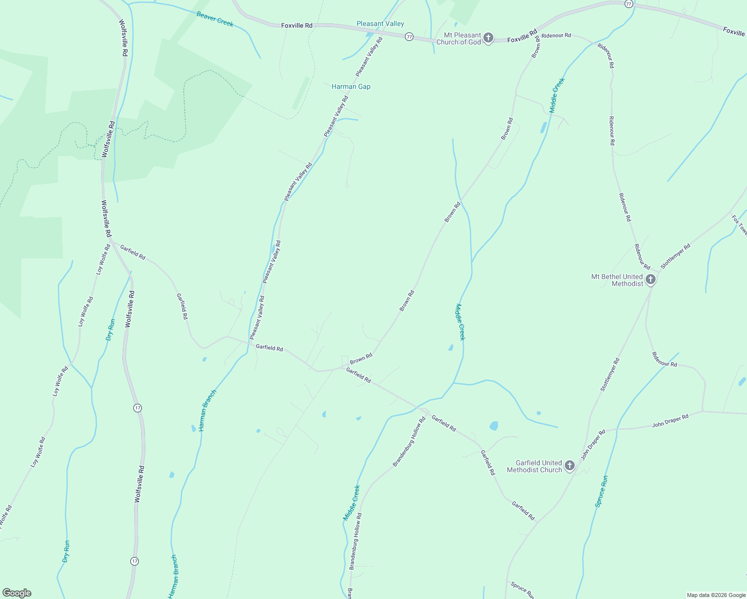 map of restaurants, bars, coffee shops, grocery stores, and more near 13974 Brown Road in Smithsburg
