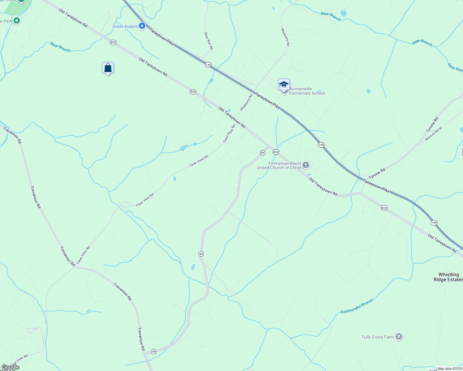 map of restaurants, bars, coffee shops, grocery stores, and more near 1610 Baust Church Road in Union Bridge