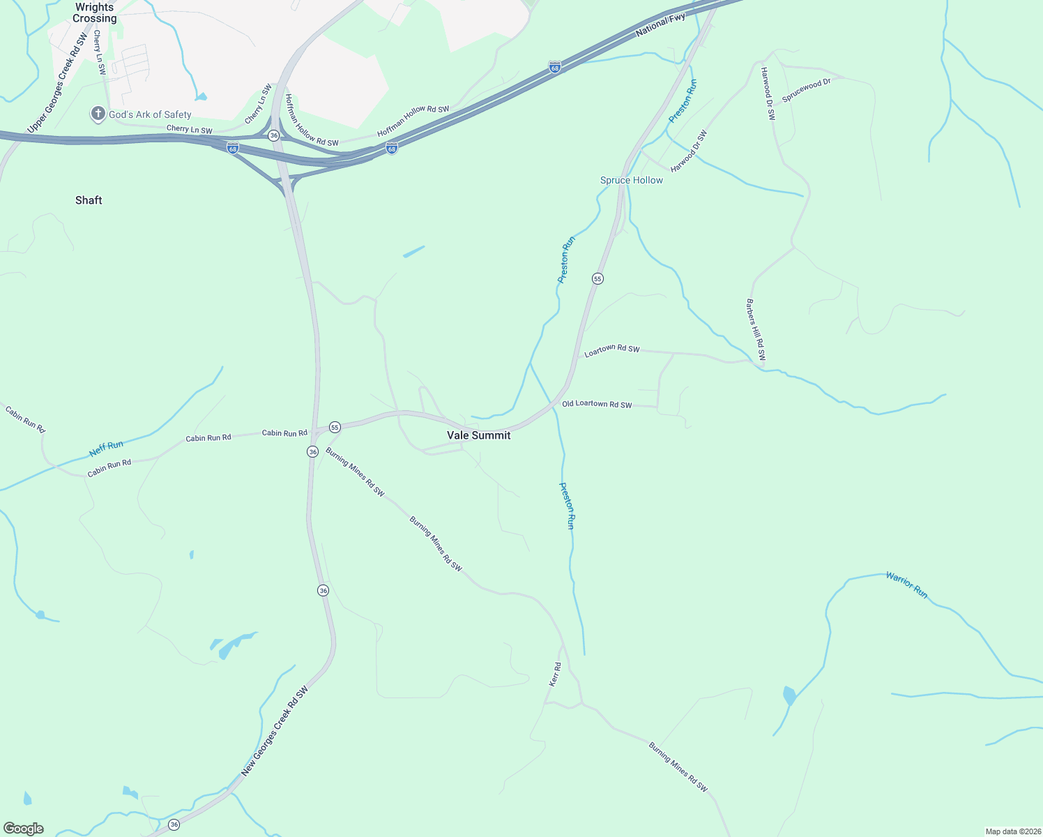 map of restaurants, bars, coffee shops, grocery stores, and more near 12639 Vale Summit Road Southwest in Frostburg