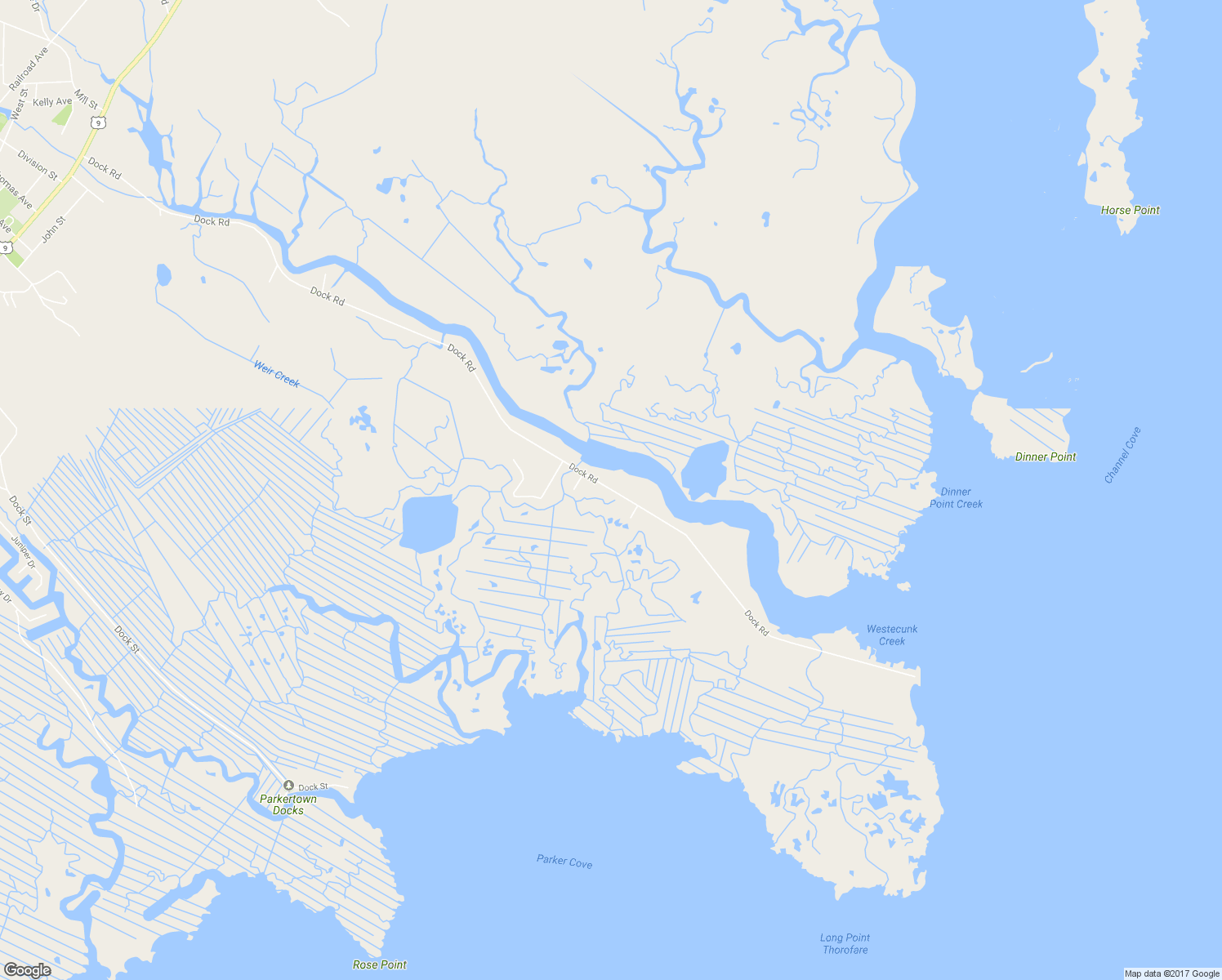 map of restaurants, bars, coffee shops, grocery stores, and more near 416 Dock Road in Eagleswood