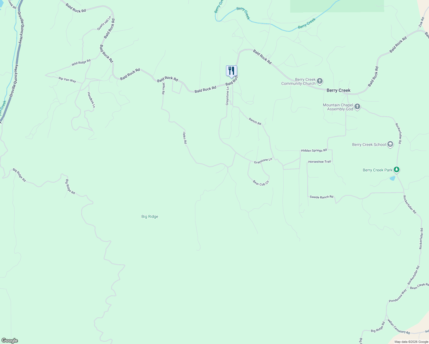map of restaurants, bars, coffee shops, grocery stores, and more near 374 Jatko Road in Berry Creek
