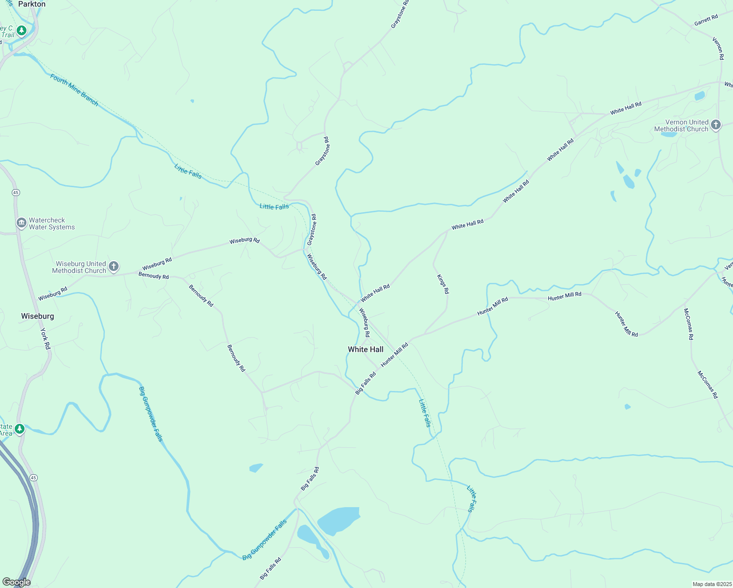 map of restaurants, bars, coffee shops, grocery stores, and more near 1410 White Hall Road in White Hall