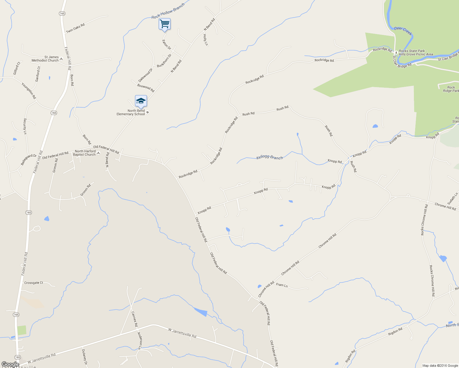 map of restaurants, bars, coffee shops, grocery stores, and more near 1448 Knopp Rd in Jarrettsville