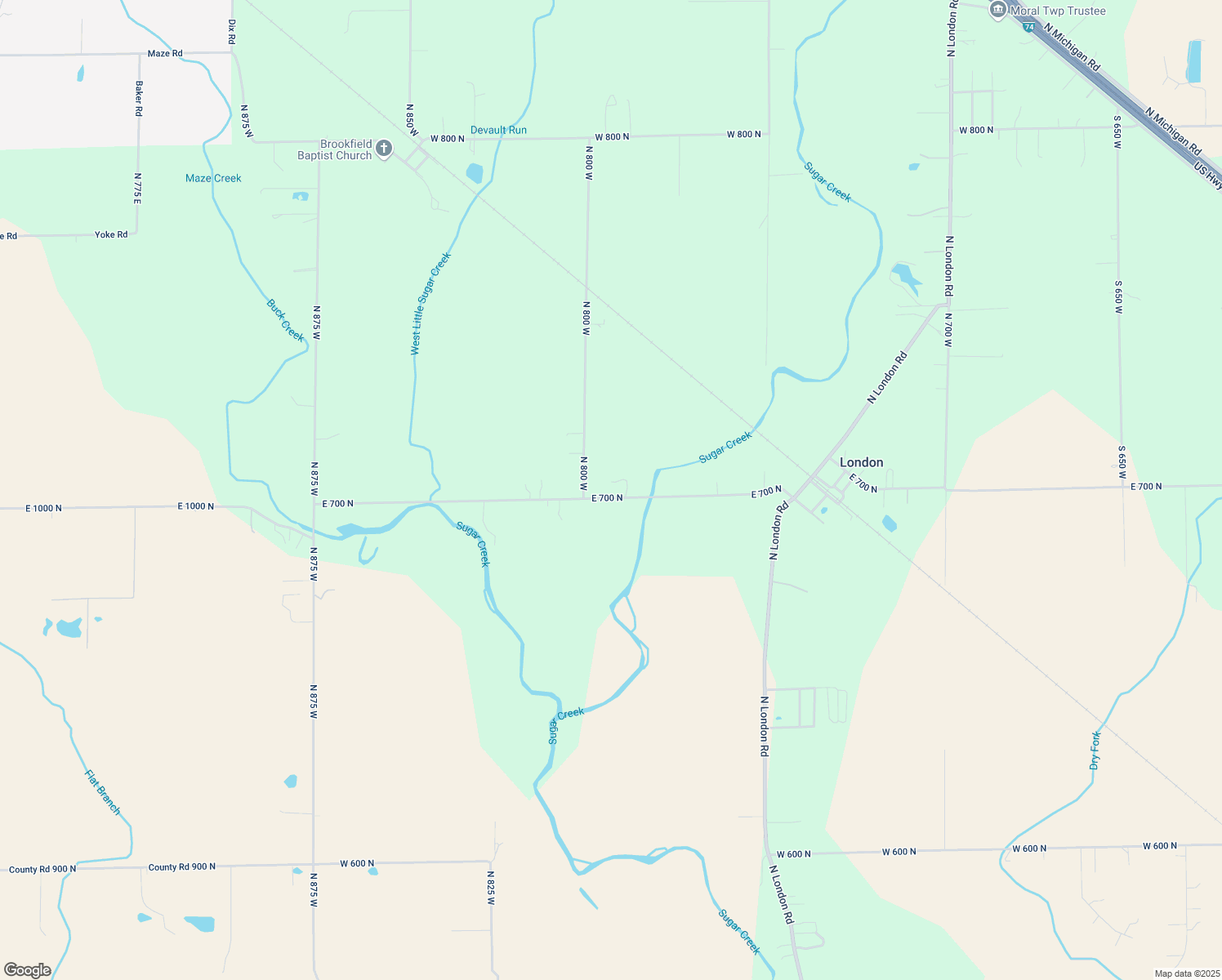 map of restaurants, bars, coffee shops, grocery stores, and more near 7286 N Woodnotes Addition in Fairland