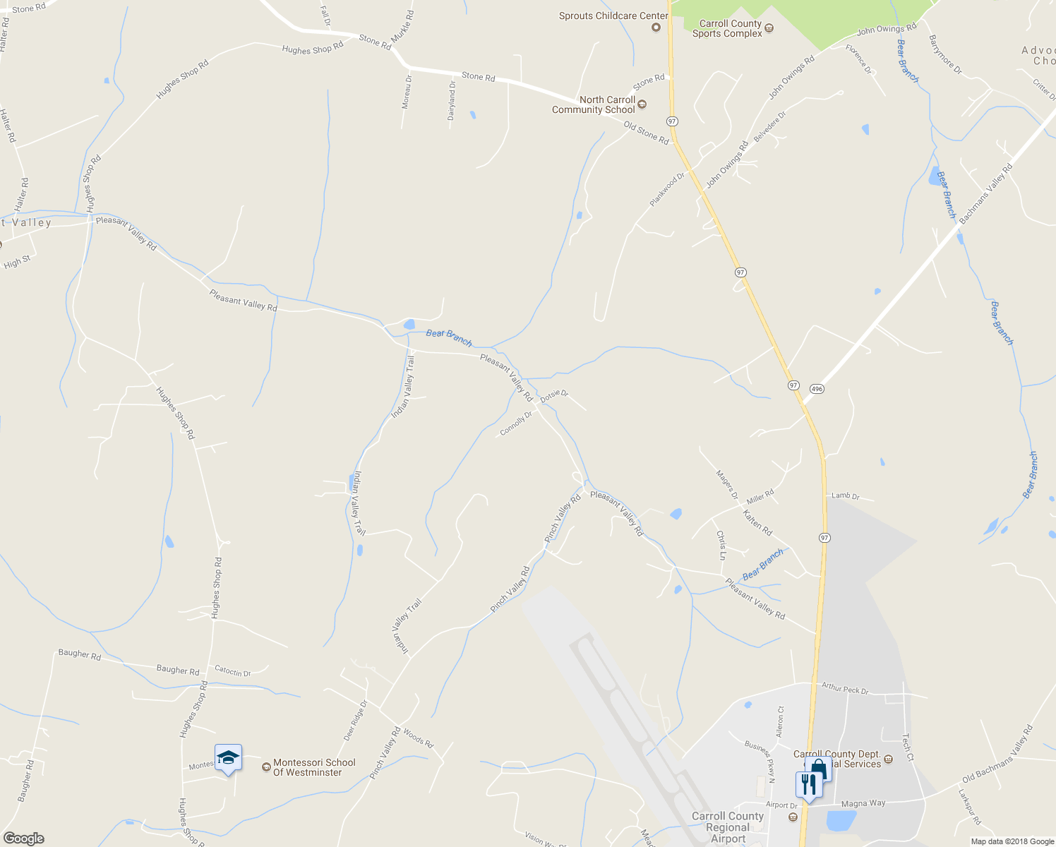 map of restaurants, bars, coffee shops, grocery stores, and more near 1825 Connolly Drive in Westminster