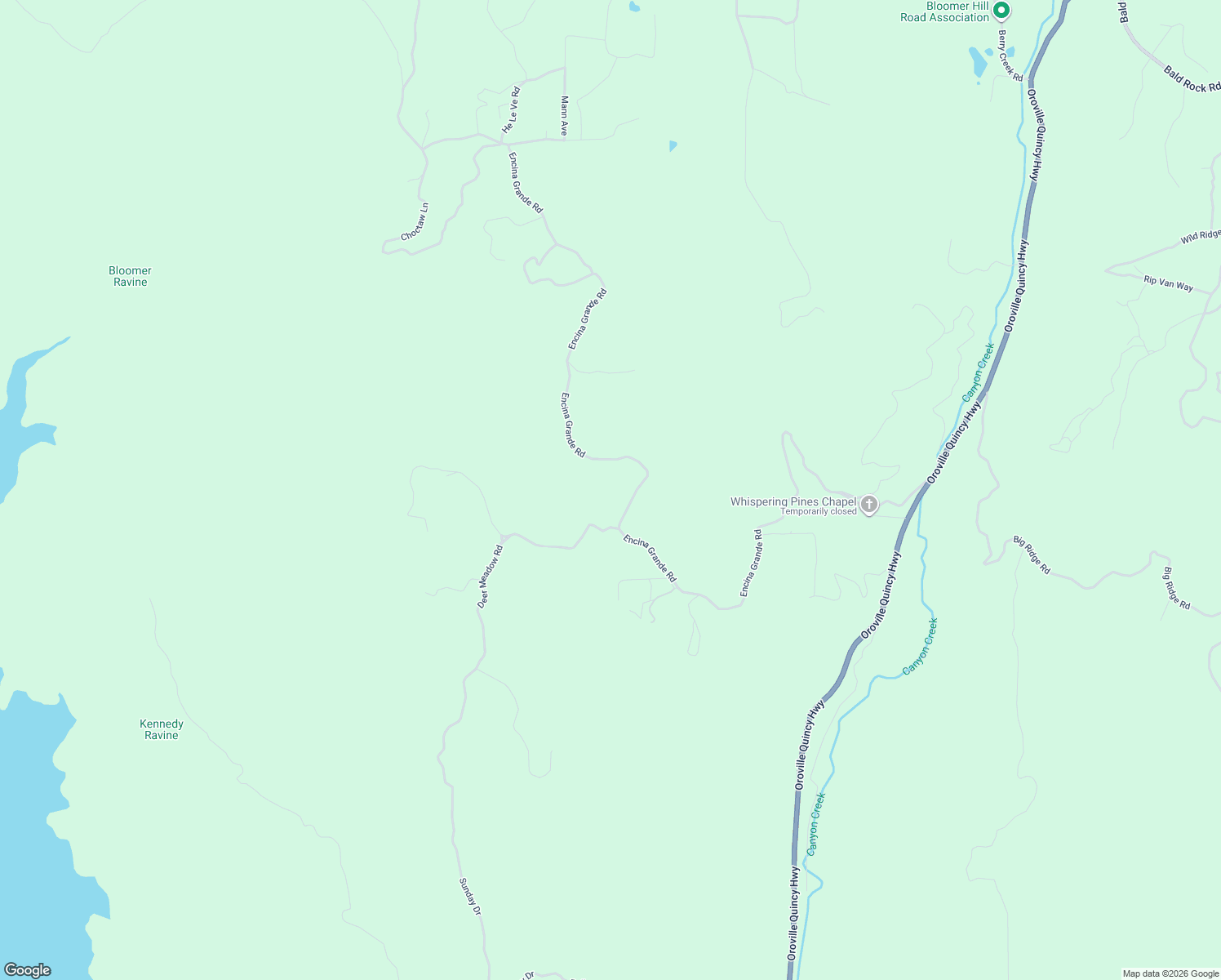 map of restaurants, bars, coffee shops, grocery stores, and more near 709 Encina Grande Road in Berry Creek