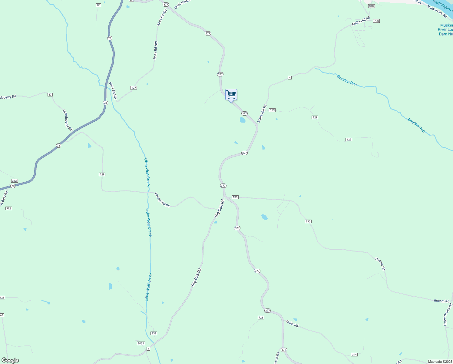 map of restaurants, bars, coffee shops, grocery stores, and more near 1549-1655 Ohio 377 in Stockport
