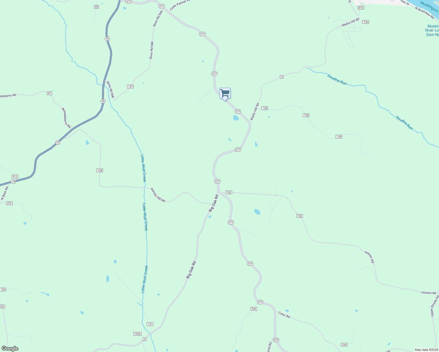 map of restaurants, bars, coffee shops, grocery stores, and more near 1630 Ohio 377 in Malta