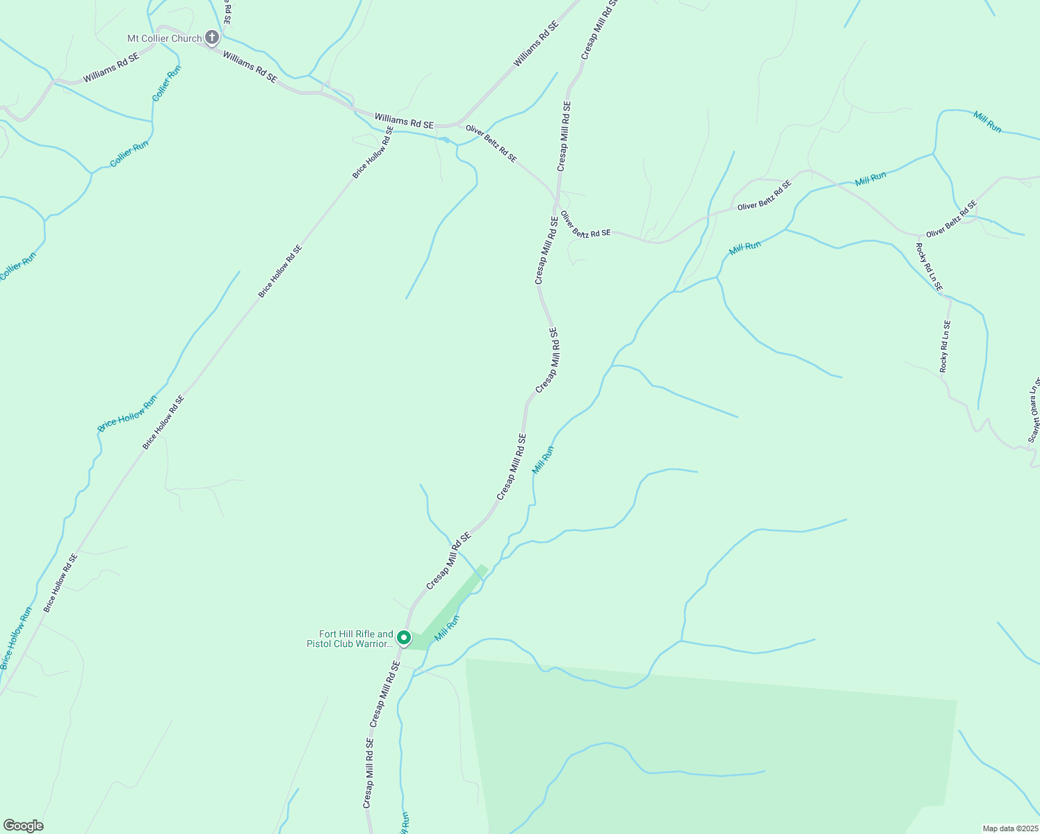 map of restaurants, bars, coffee shops, grocery stores, and more near 12515 Cresap Mill Road Southeast in Oldtown