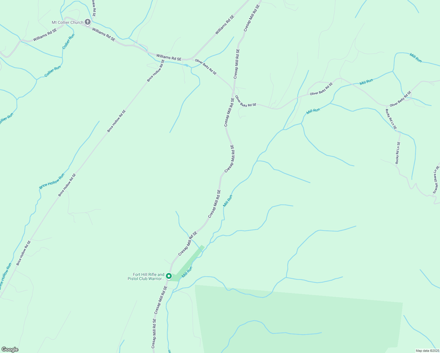 map of restaurants, bars, coffee shops, grocery stores, and more near 12515 Cresap Mill Road Southeast in Oldtown