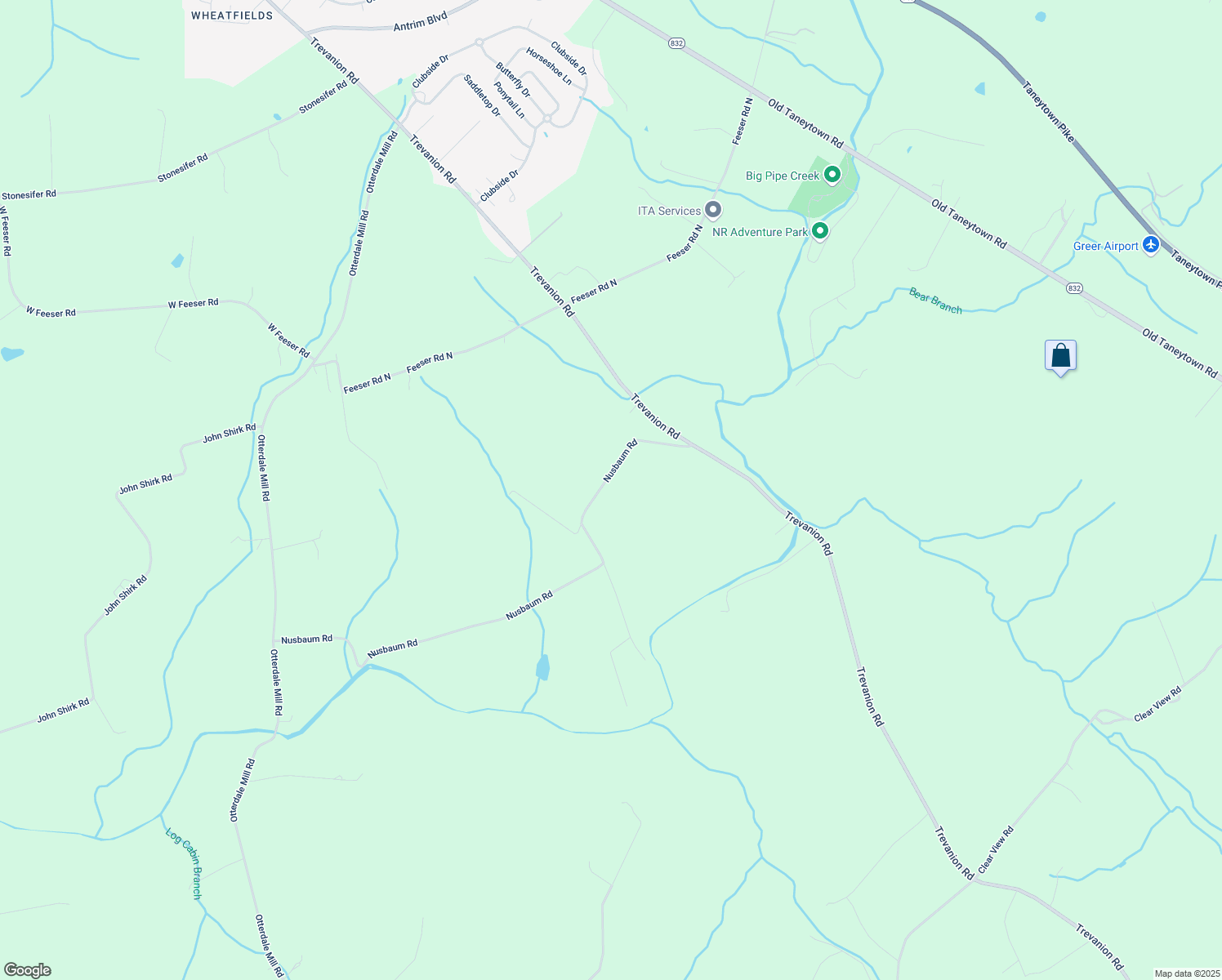 map of restaurants, bars, coffee shops, grocery stores, and more near 4317 Nusbaum Road in Taneytown