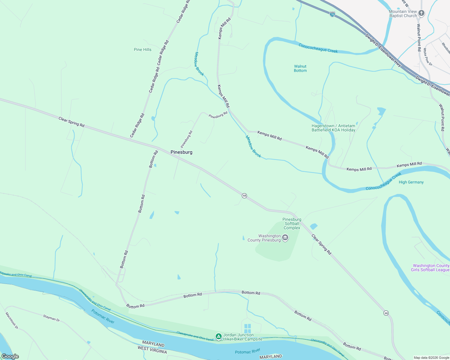 map of restaurants, bars, coffee shops, grocery stores, and more near 15014 Clear Spring Road in Williamsport