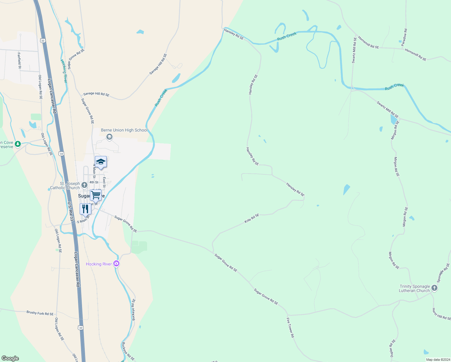 map of restaurants, bars, coffee shops, grocery stores, and more near in Sugar Grove