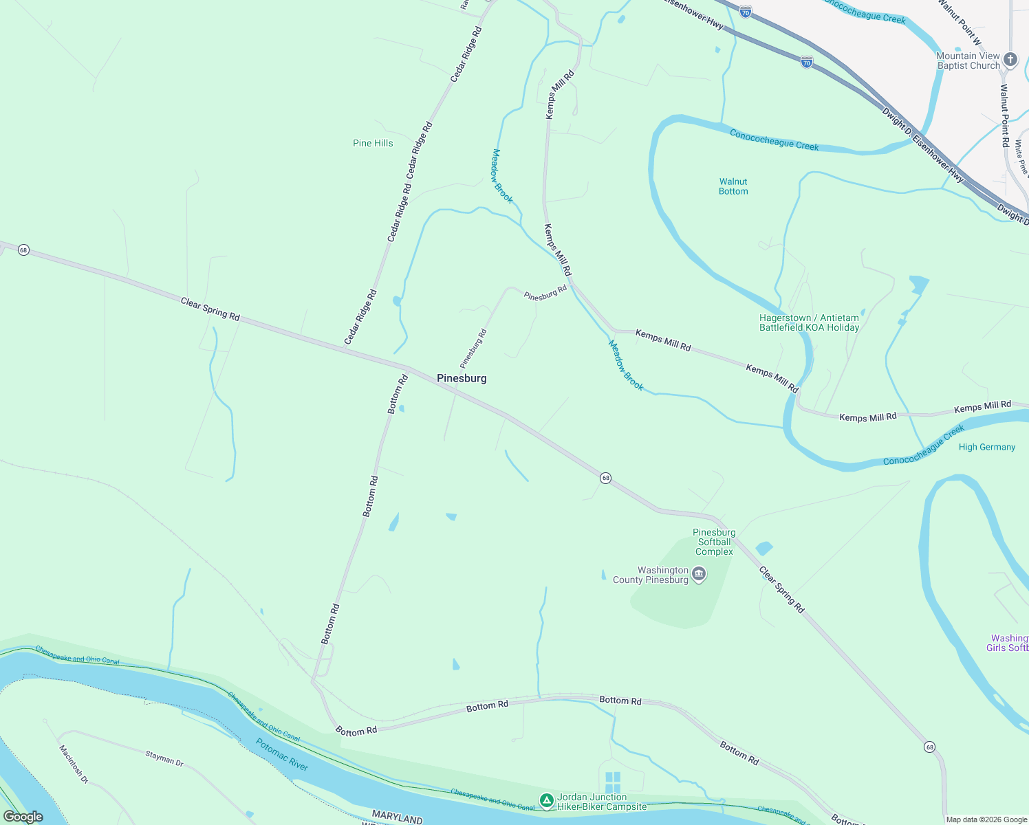 map of restaurants, bars, coffee shops, grocery stores, and more near 14900 Clear Spring Road in Williamsport