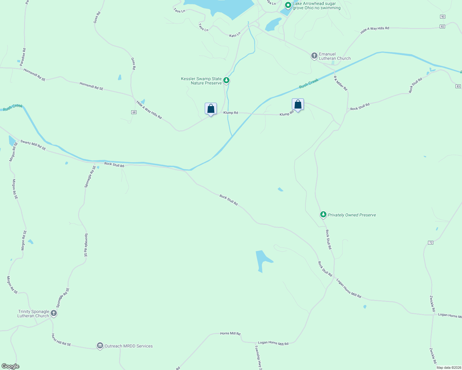 map of restaurants, bars, coffee shops, grocery stores, and more near 28938 Rock Stull Road in Sugar Grove