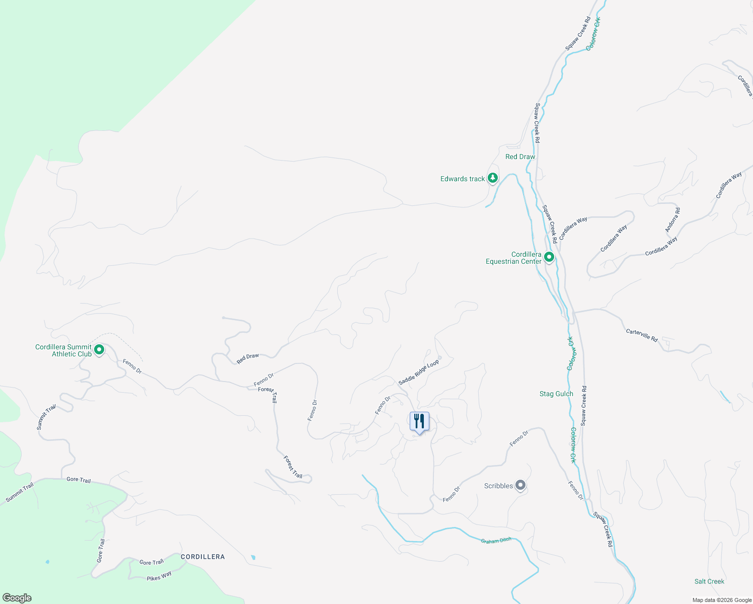 map of restaurants, bars, coffee shops, grocery stores, and more near 1205 Red Draw in Edwards
