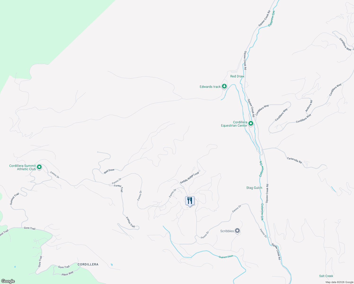 map of restaurants, bars, coffee shops, grocery stores, and more near 1425 Red Draw in Edwards