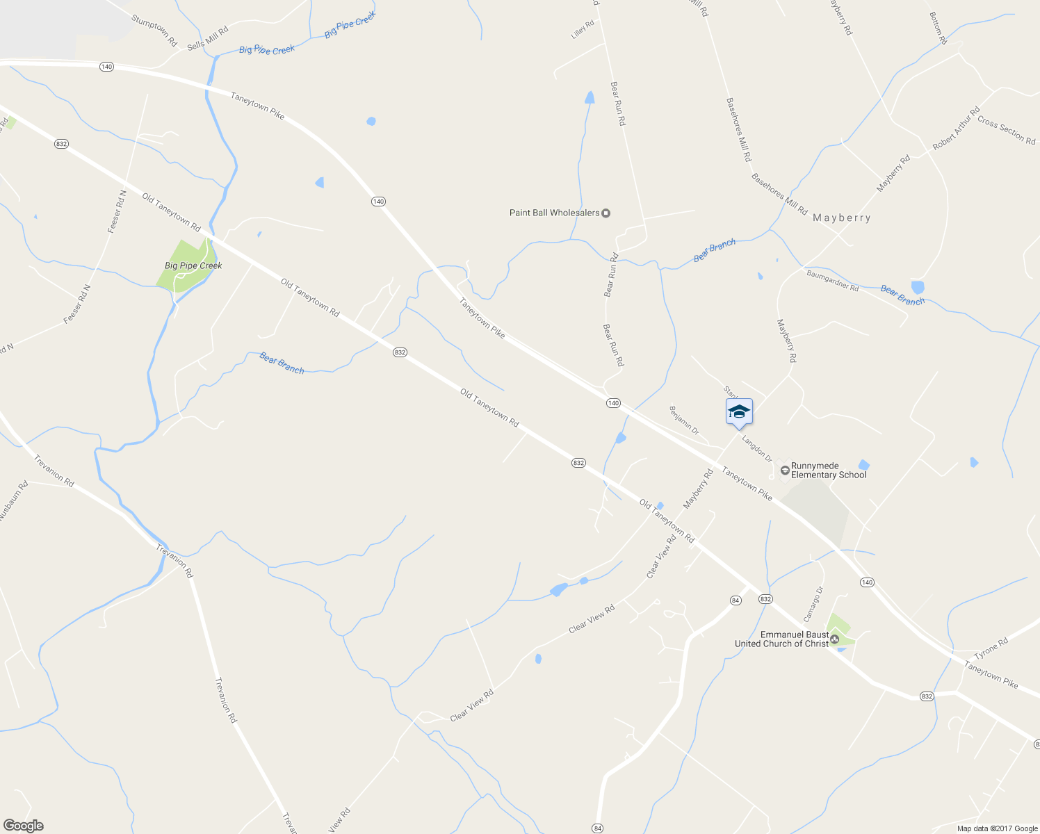 map of restaurants, bars, coffee shops, grocery stores, and more near 3444 Old Taneytown Rd in Taneytown