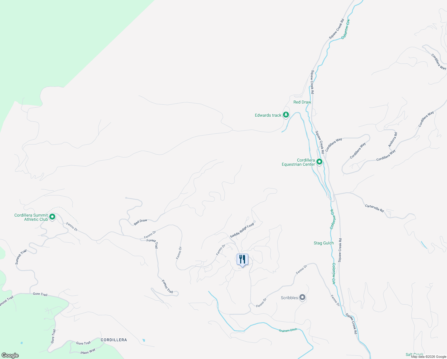 map of restaurants, bars, coffee shops, grocery stores, and more near 1425 Red Draw in Edwards