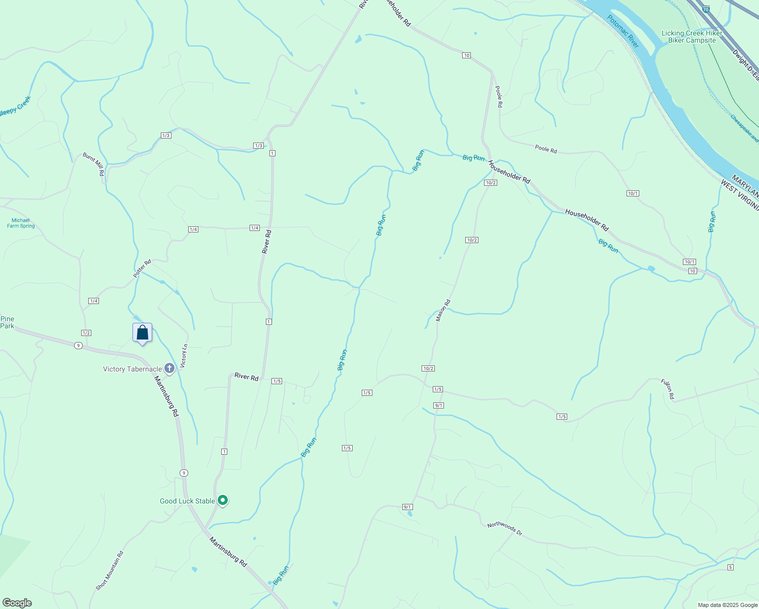 map of restaurants, bars, coffee shops, grocery stores, and more near 722 Wild Rose Drive in Hedgesville