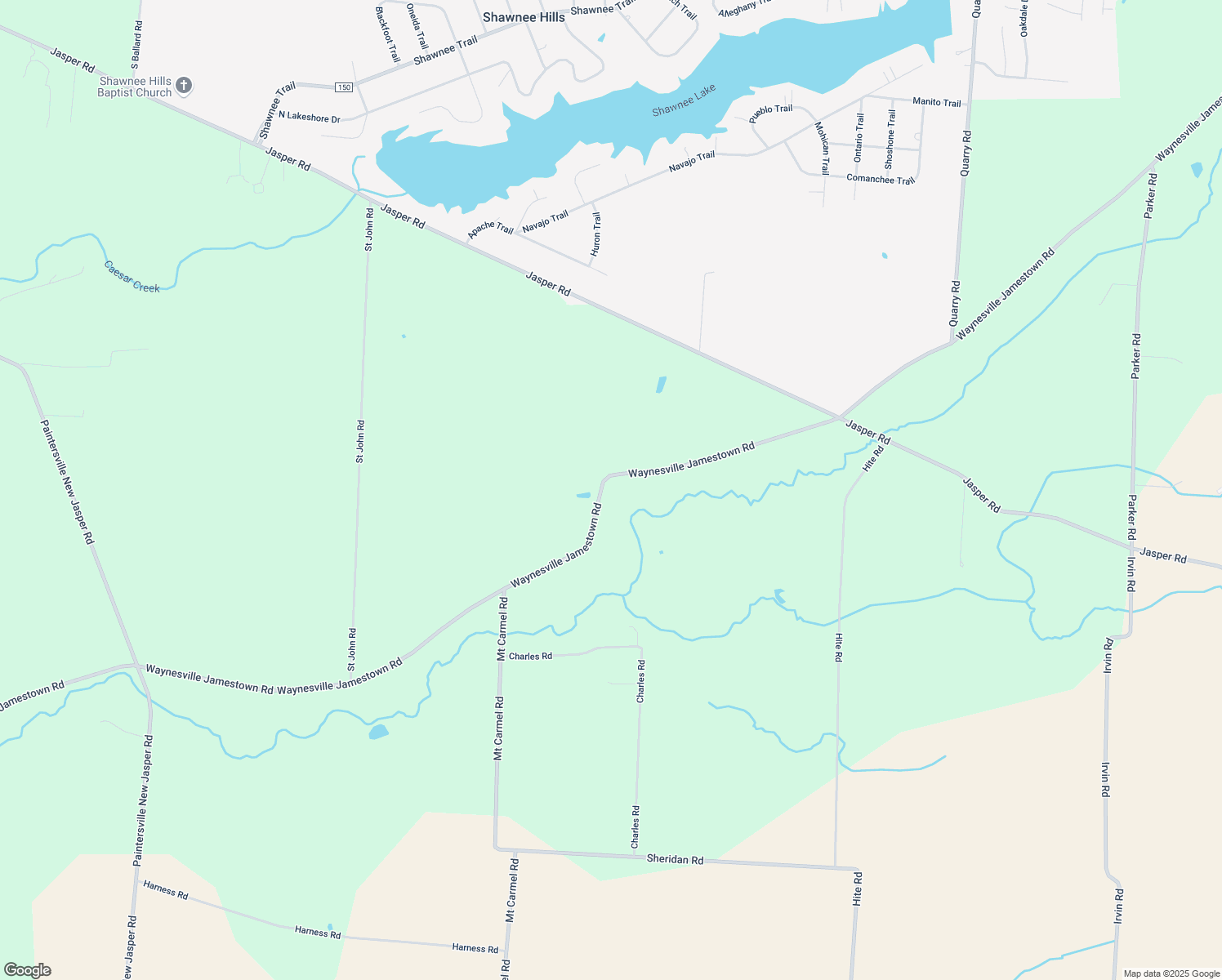 map of restaurants, bars, coffee shops, grocery stores, and more near 4109 Waynesville Jamestown Road in Jamestown