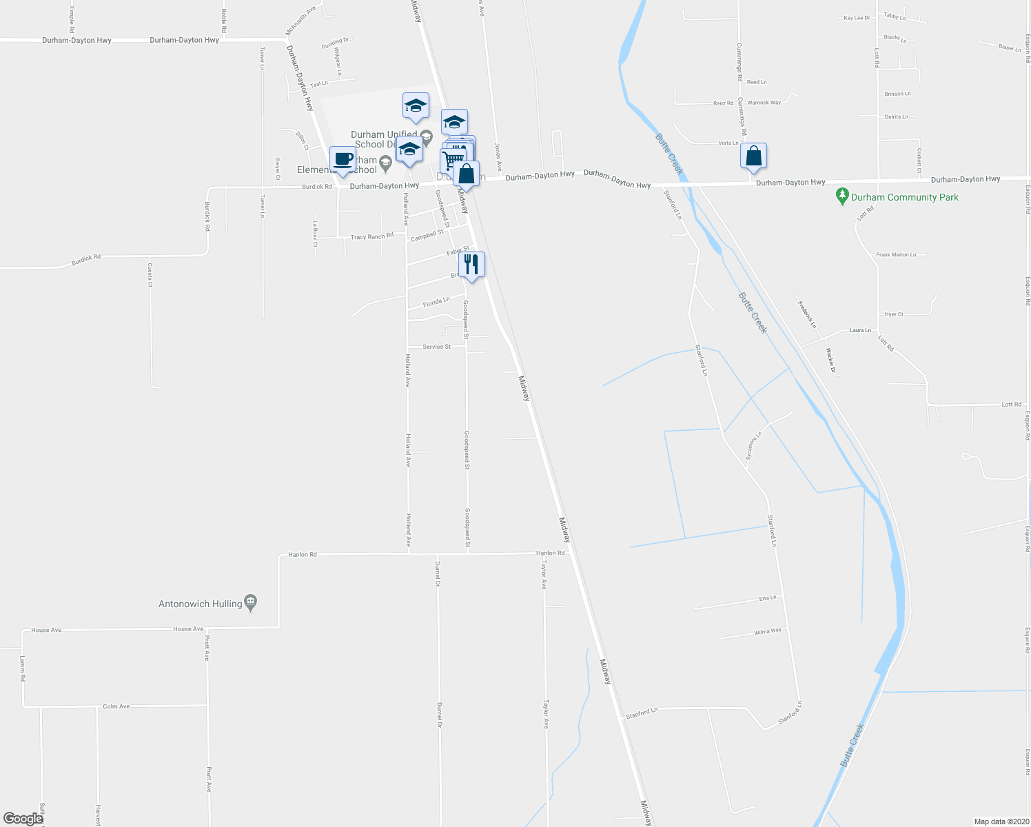 map of restaurants, bars, coffee shops, grocery stores, and more near 18 Walnut Grove Drive in Durham