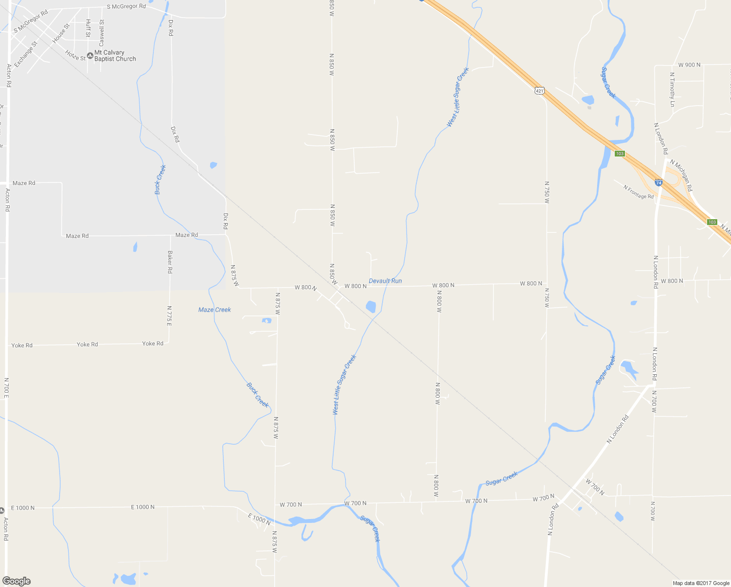 map of restaurants, bars, coffee shops, grocery stores, and more near 8329 West 800 North in Fairland
