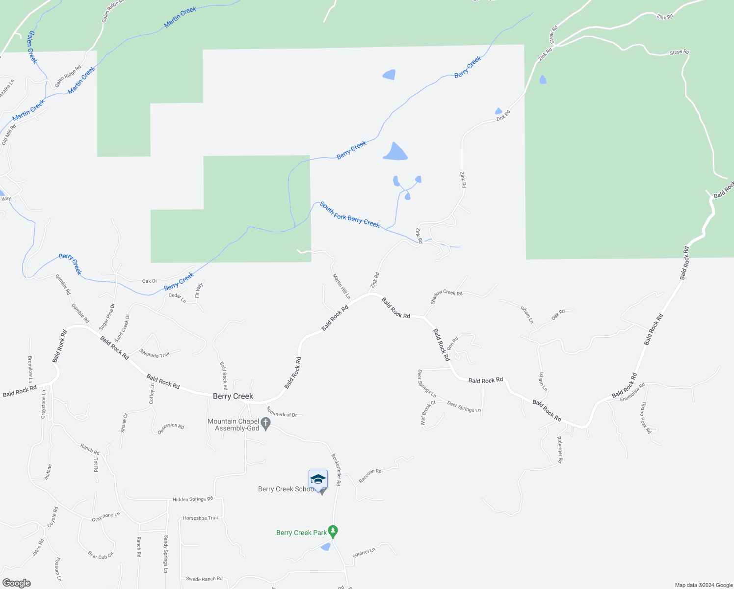 map of restaurants, bars, coffee shops, grocery stores, and more near Bald Rock Road in Butte County