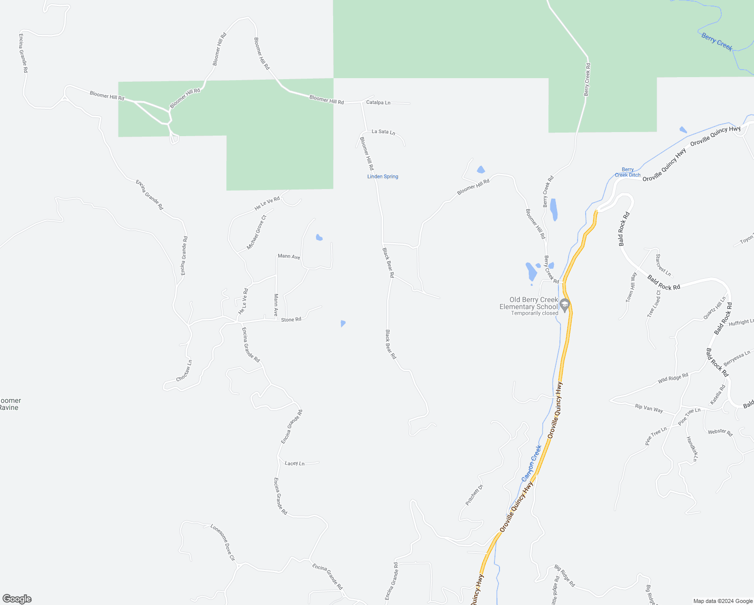 map of restaurants, bars, coffee shops, grocery stores, and more near 110 Black Bear Road in Berry Creek