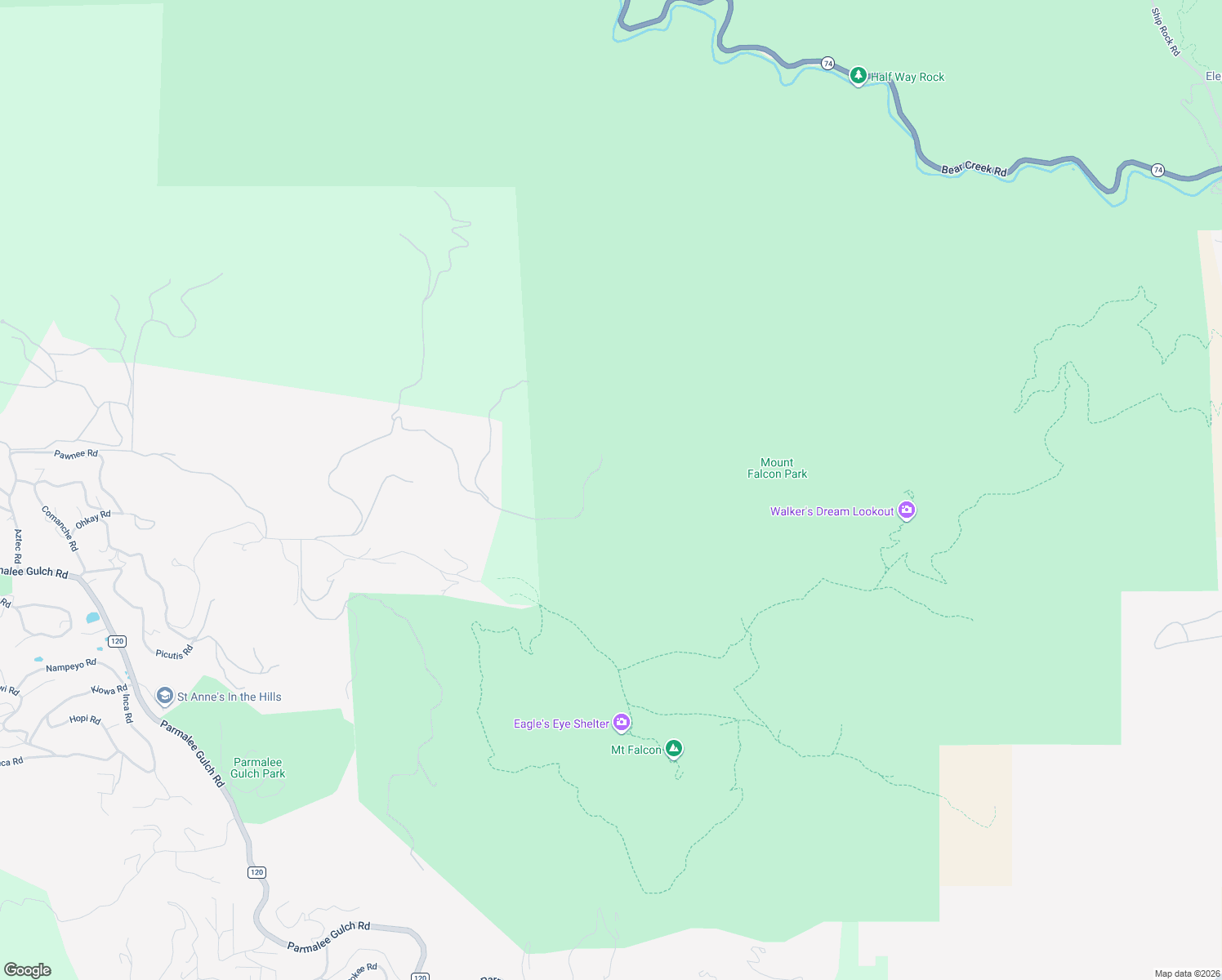 map of restaurants, bars, coffee shops, grocery stores, and more near 21642-21698 Falcon Wing Road in Morrison