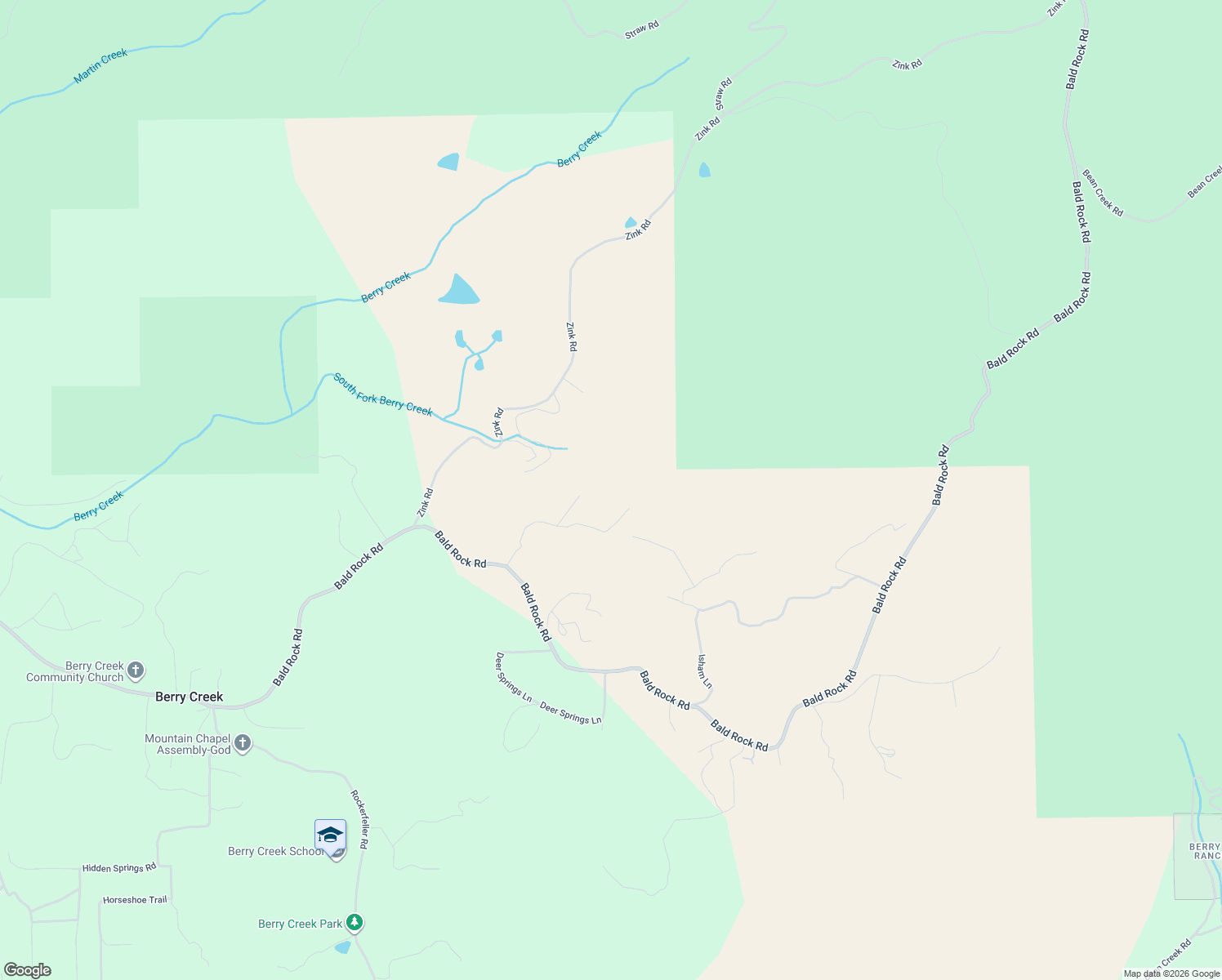 map of restaurants, bars, coffee shops, grocery stores, and more near 161 Shadow Creek Road in Berry Creek