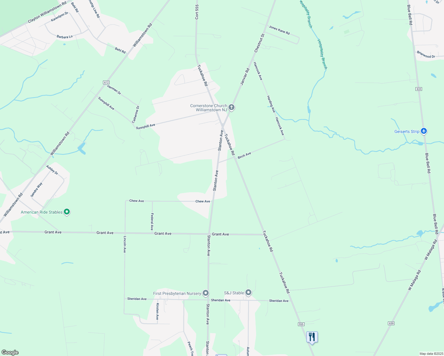 map of restaurants, bars, coffee shops, grocery stores, and more near 2252 Stanton Avenue in Franklin