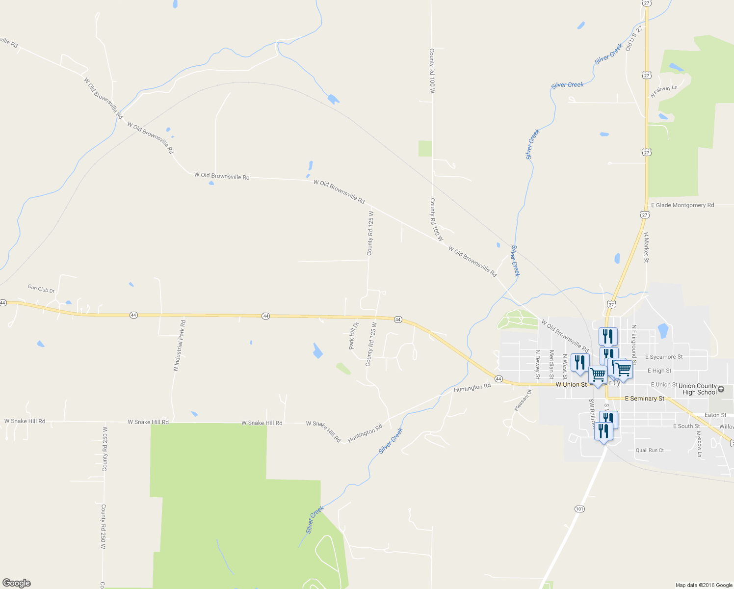 map of restaurants, bars, coffee shops, grocery stores, and more near 678 North Duffy Lane in Liberty
