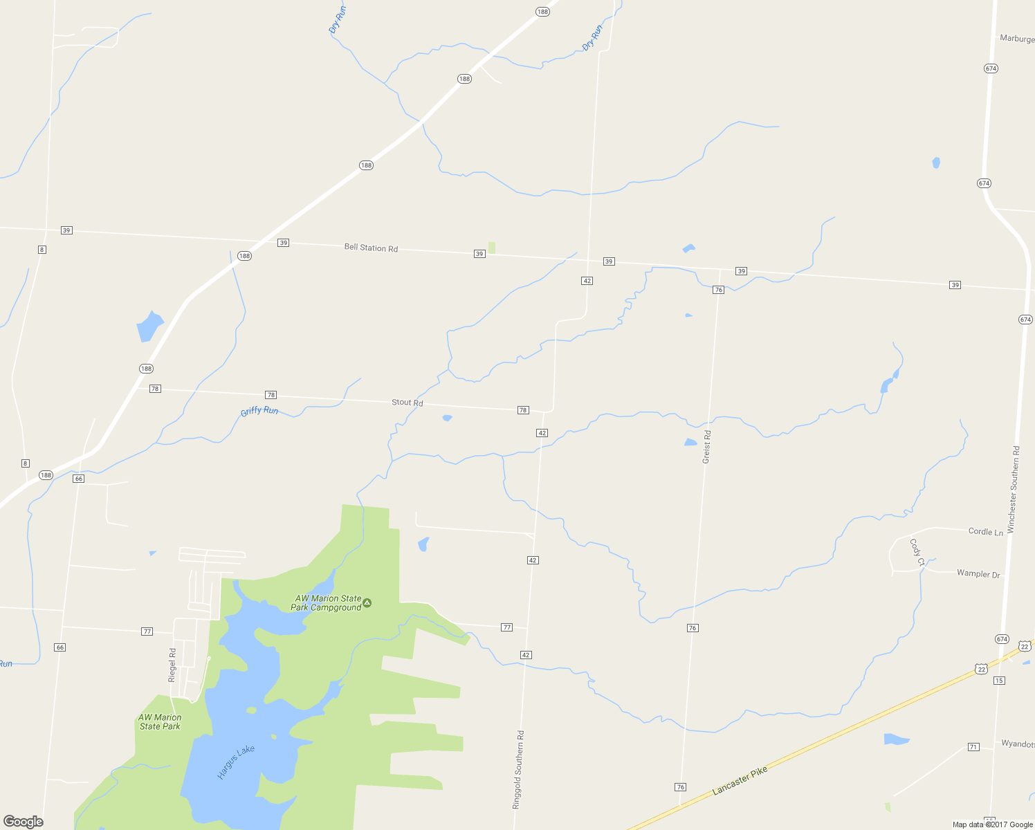 map of restaurants, bars, coffee shops, grocery stores, and more near 9 Stout Rd in Circleville