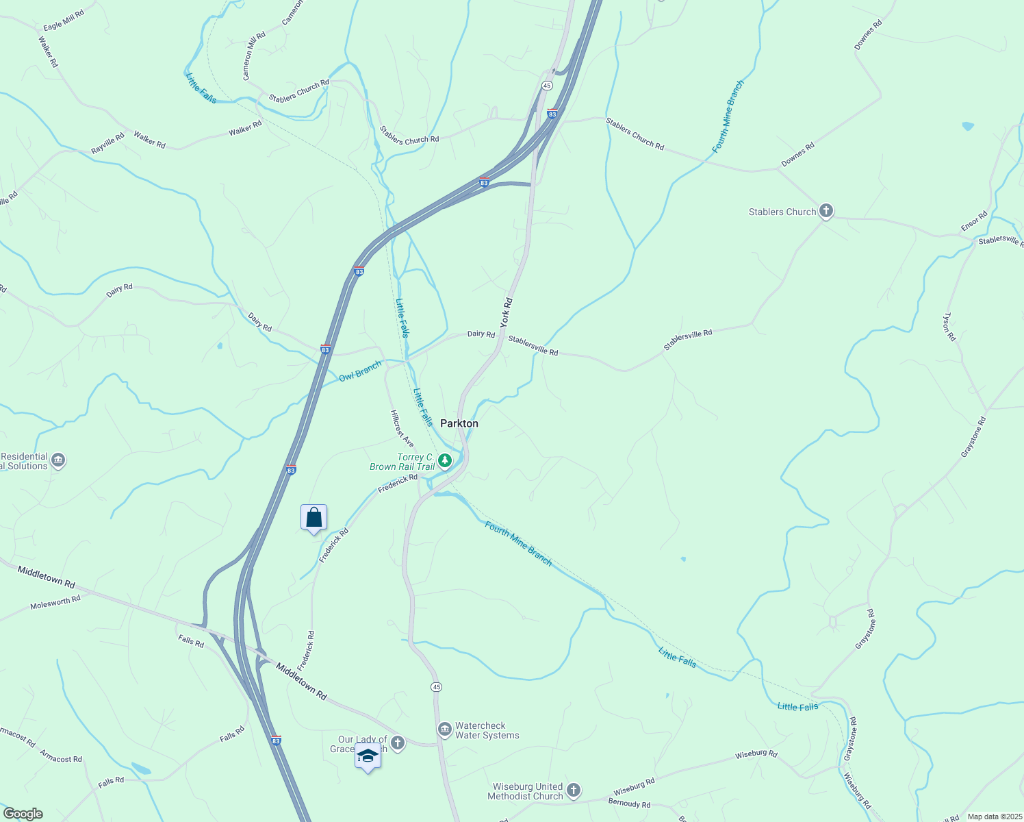 map of restaurants, bars, coffee shops, grocery stores, and more near 706 Miller Road in Parkton