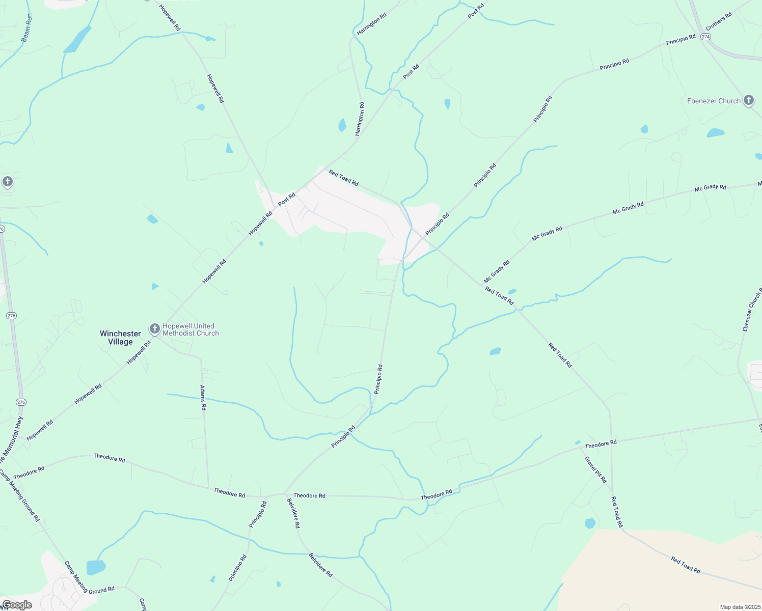 map of restaurants, bars, coffee shops, grocery stores, and more near 1521 Principio Road in Port Deposit