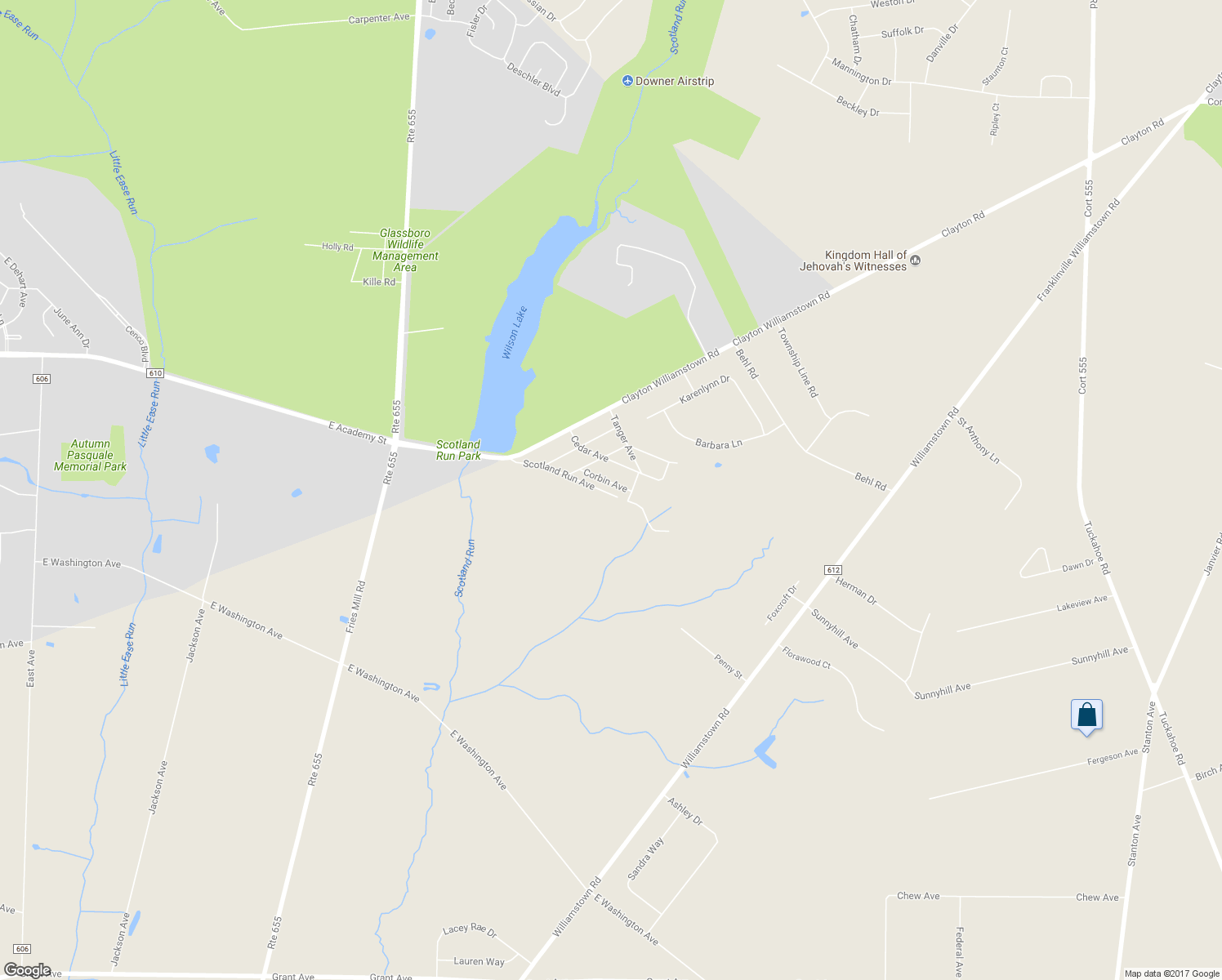 map of restaurants, bars, coffee shops, grocery stores, and more near 610 Scotland Run Avenue in Franklin