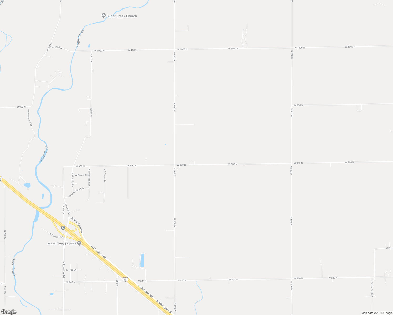 map of restaurants, bars, coffee shops, grocery stores, and more near 5846 West 900 North in Fountaintown