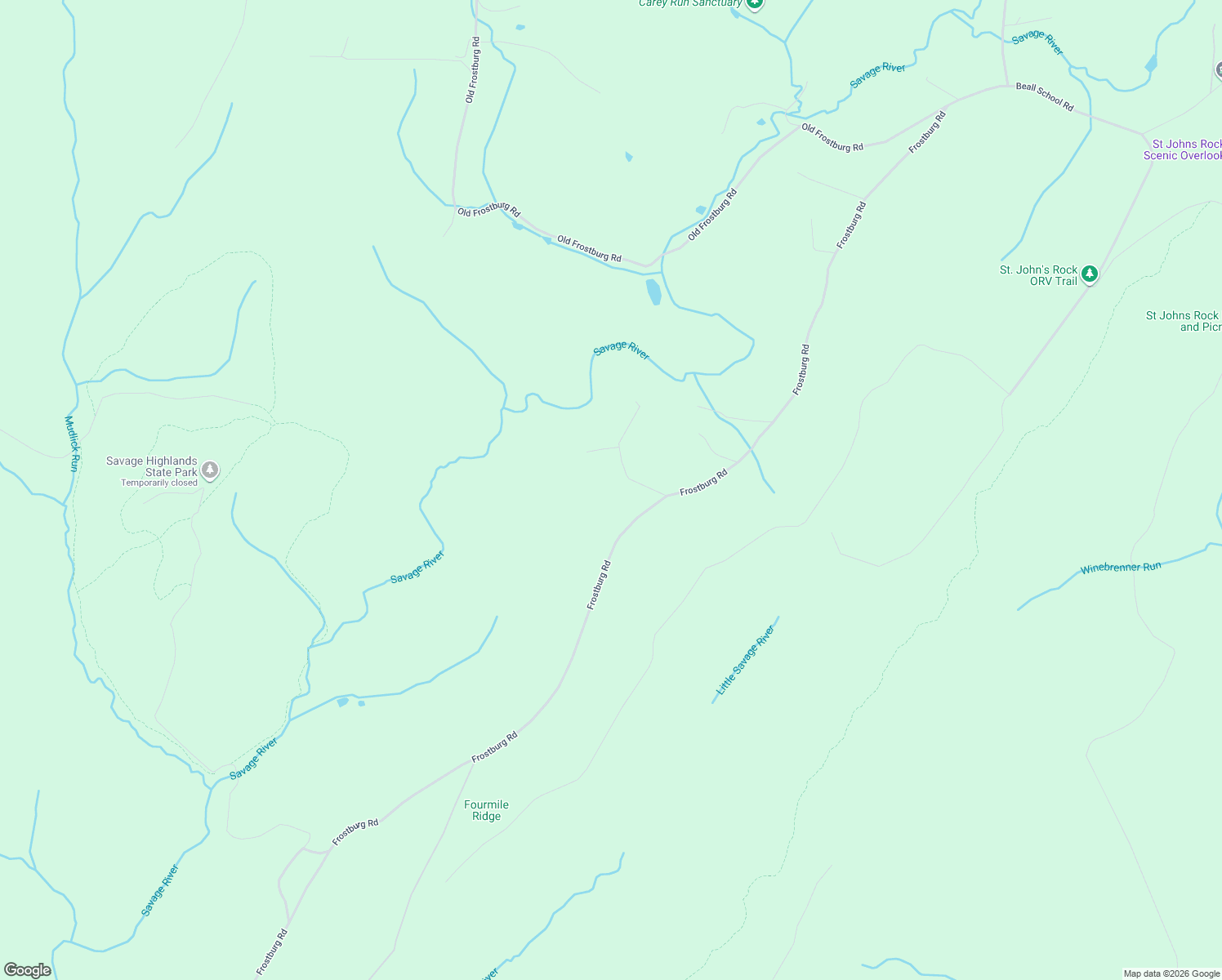 map of restaurants, bars, coffee shops, grocery stores, and more near 2031 Frostburg Road in Frostburg