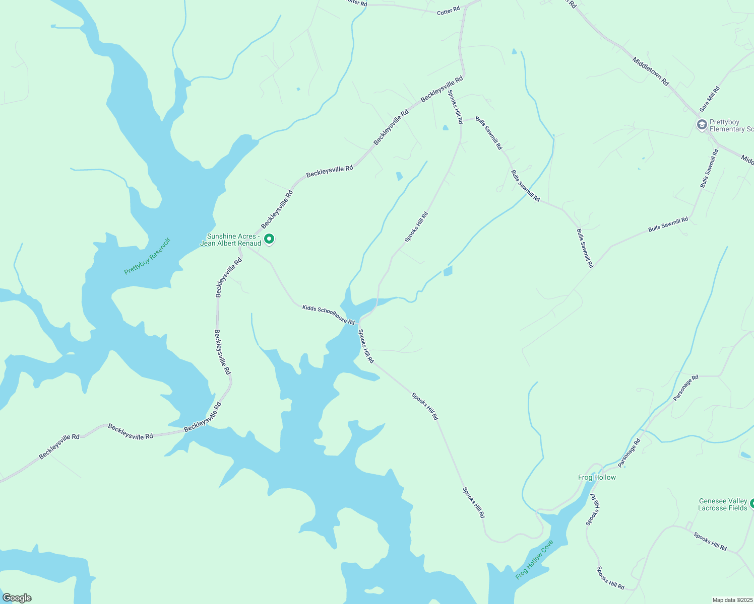map of restaurants, bars, coffee shops, grocery stores, and more near 19419 Spooks Hill Road in Parkton