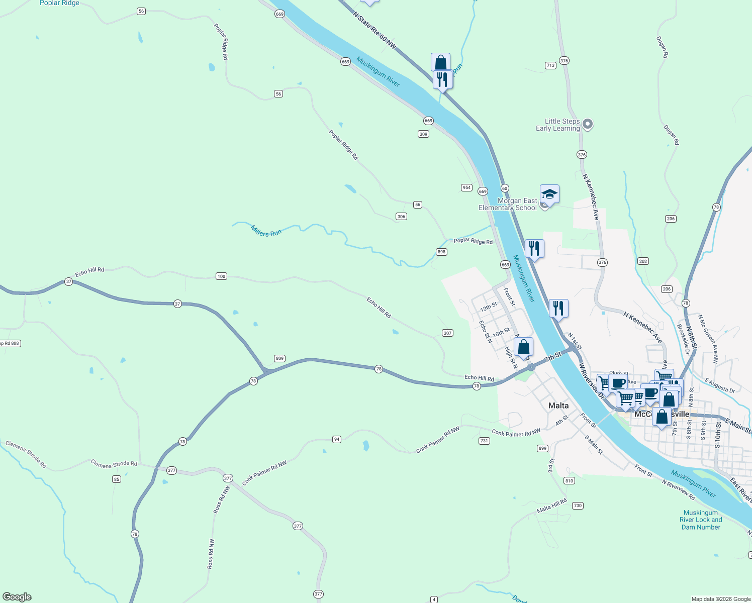 map of restaurants, bars, coffee shops, grocery stores, and more near in Malta