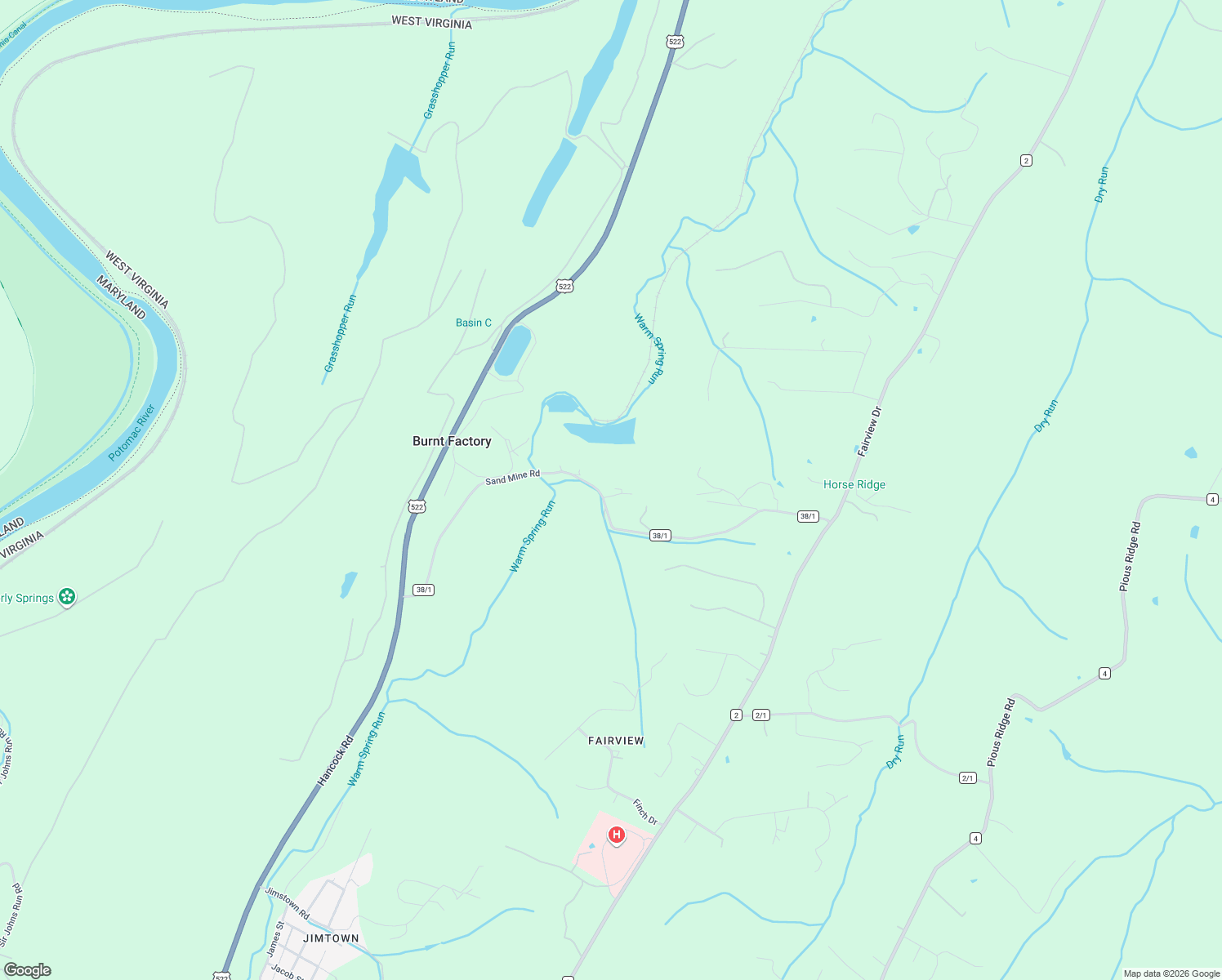 map of restaurants, bars, coffee shops, grocery stores, and more near 59 Augusta Lane in Berkeley Springs