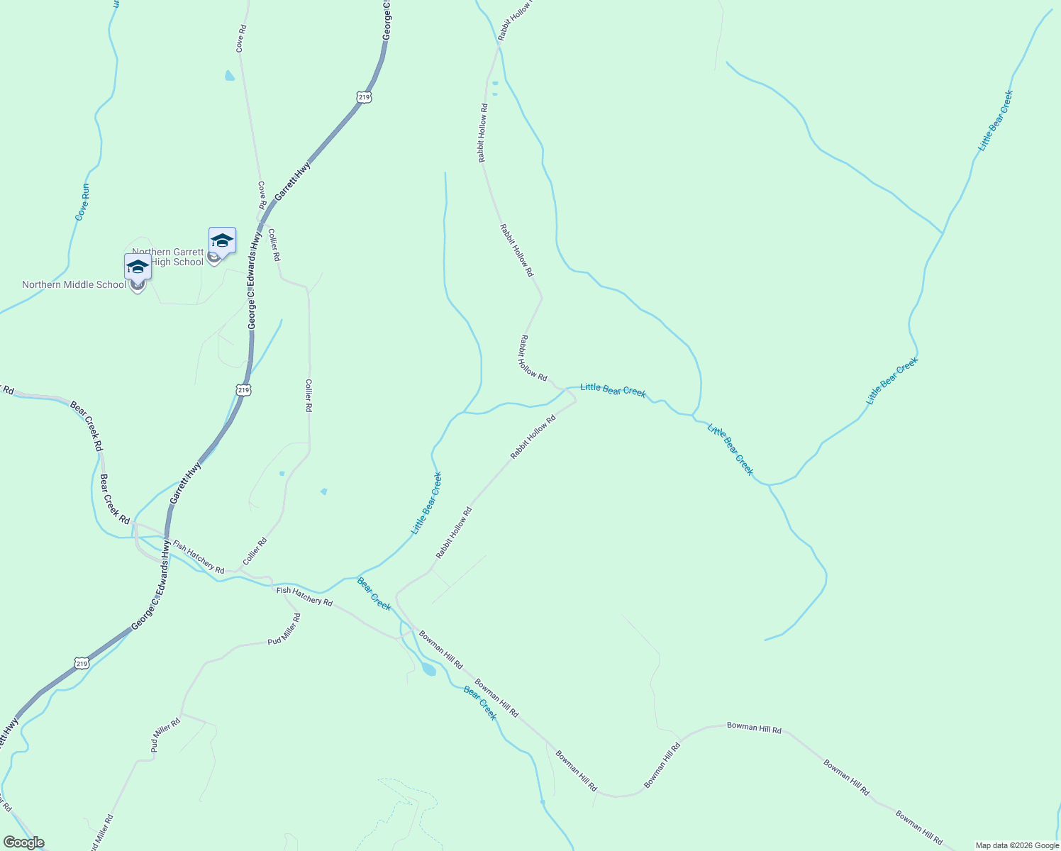 map of restaurants, bars, coffee shops, grocery stores, and more near 819 Rabbit Hollow Road in Accident