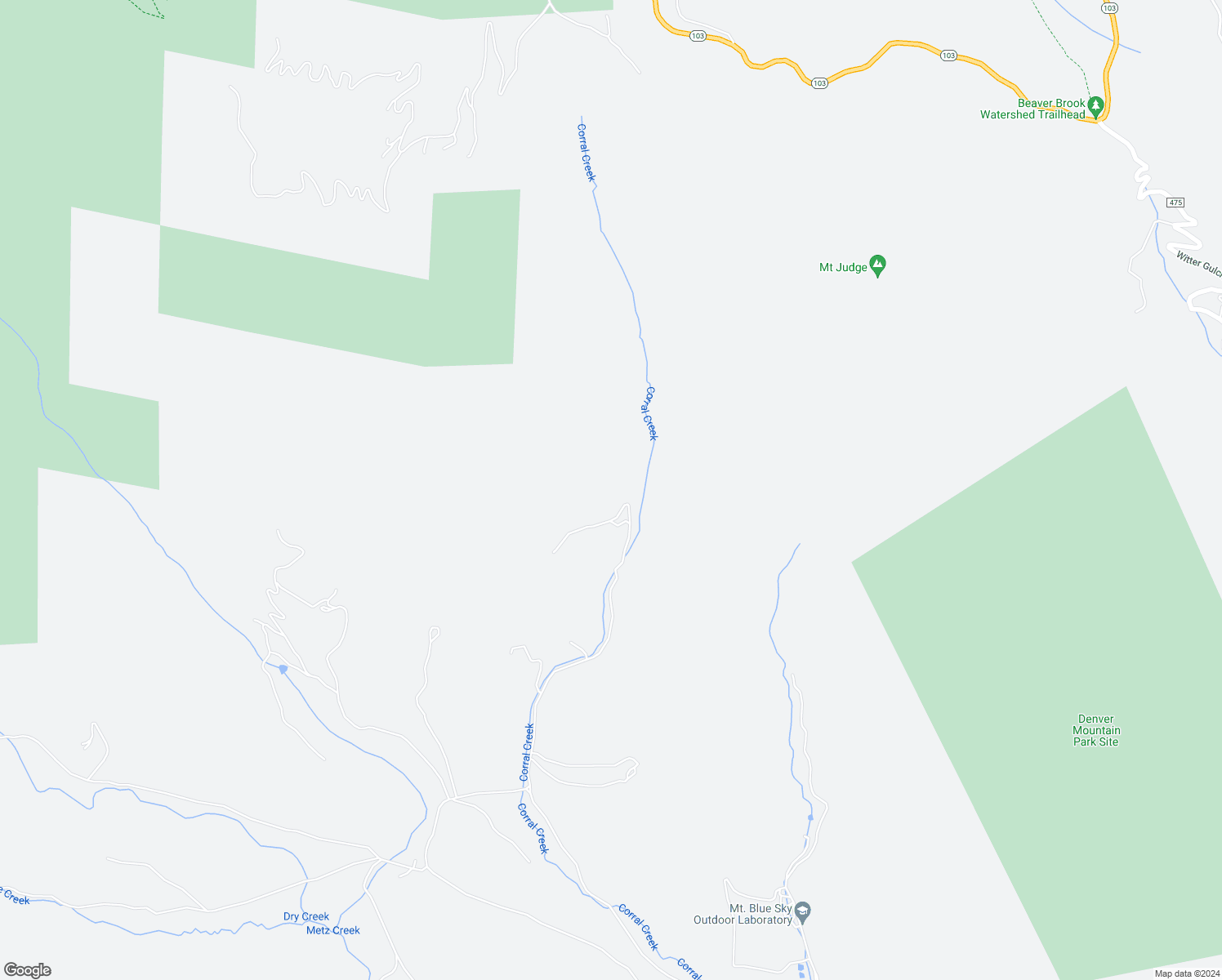 map of restaurants, bars, coffee shops, grocery stores, and more near 950 Corral Creek Road in Evergreen