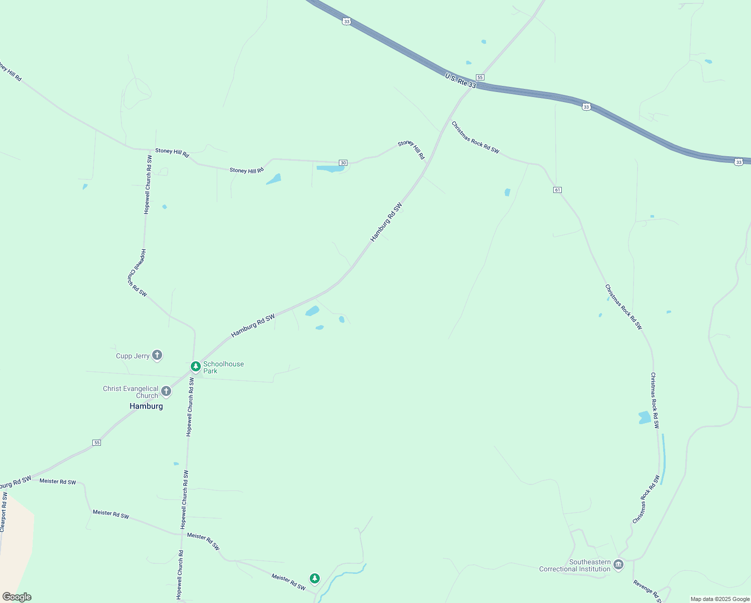 map of restaurants, bars, coffee shops, grocery stores, and more near 2305 Hamburg Road Southwest in Lancaster