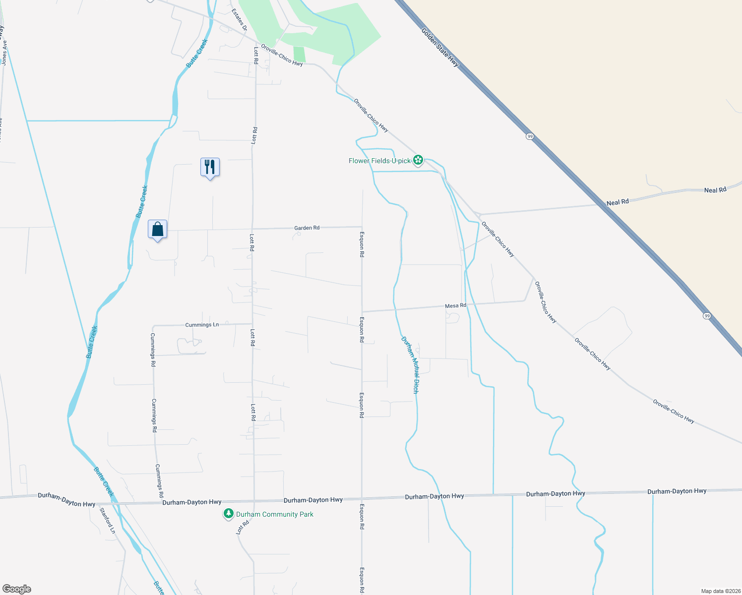 map of restaurants, bars, coffee shops, grocery stores, and more near 9784 Esquon Road in Durham