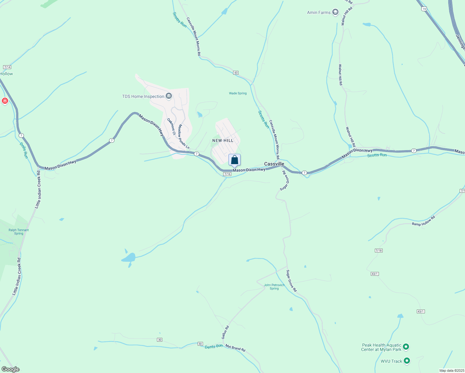 map of restaurants, bars, coffee shops, grocery stores, and more near 267 Jere Street in Maidsville
