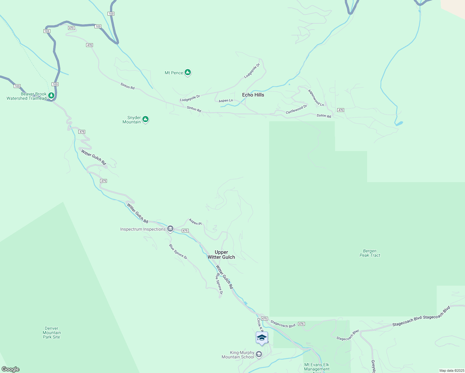 map of restaurants, bars, coffee shops, grocery stores, and more near 712 Snyder Mountain Road in Evergreen