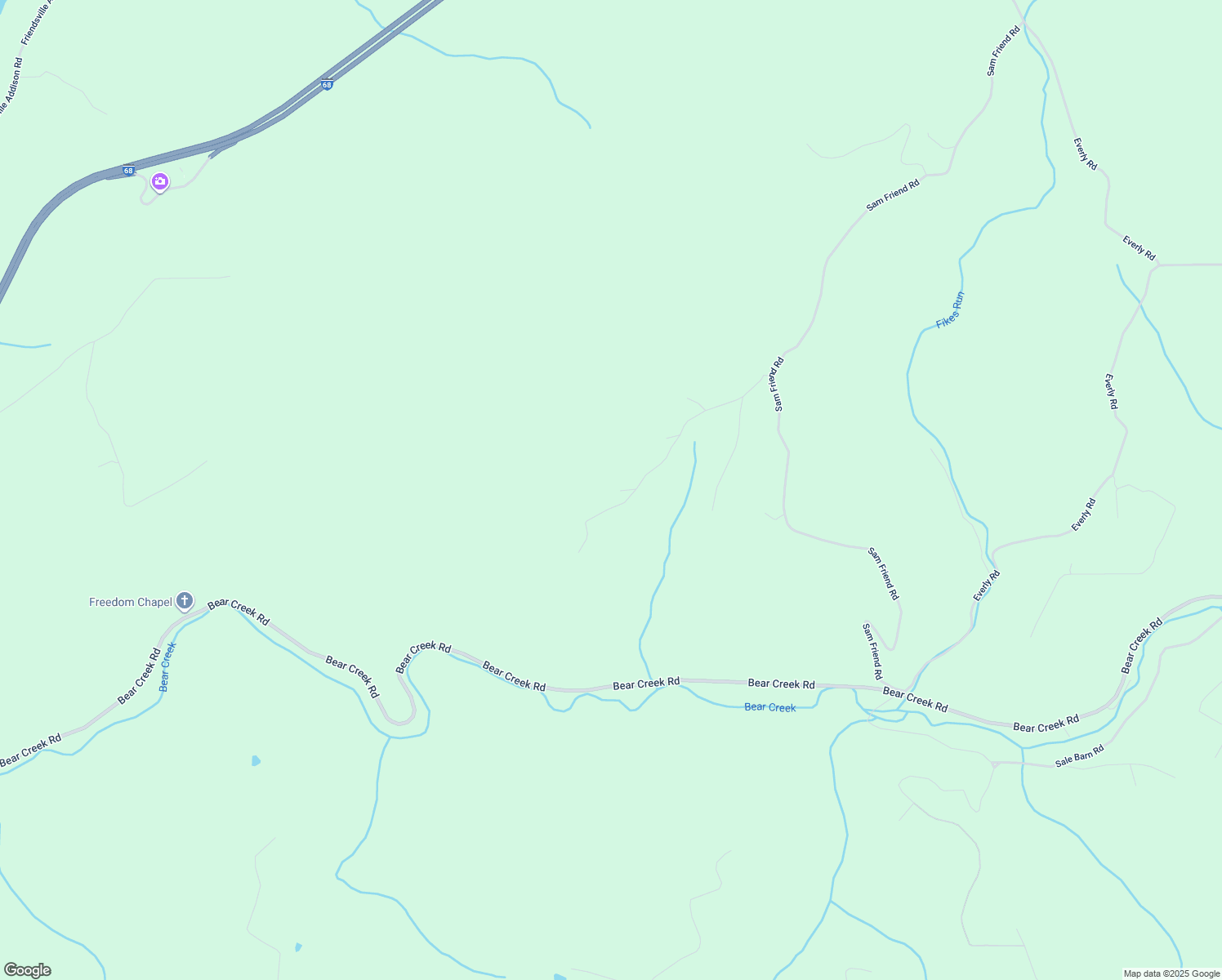 map of restaurants, bars, coffee shops, grocery stores, and more near 590 Bearfoot Road in Accident